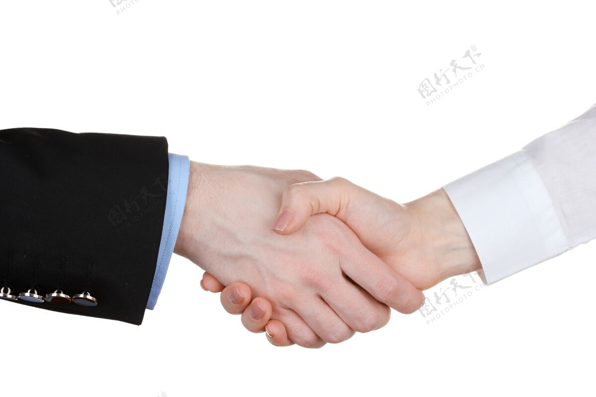 办公室白衣商务握手专业拇指工人