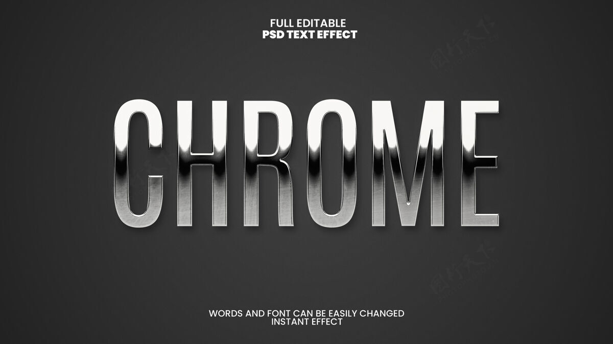 字体Chrome文本效果粗体字母排版