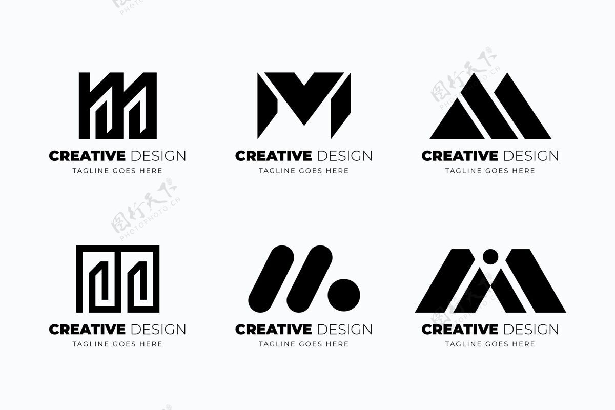 标识平面设计m标志模板集合品牌包装标志模板
