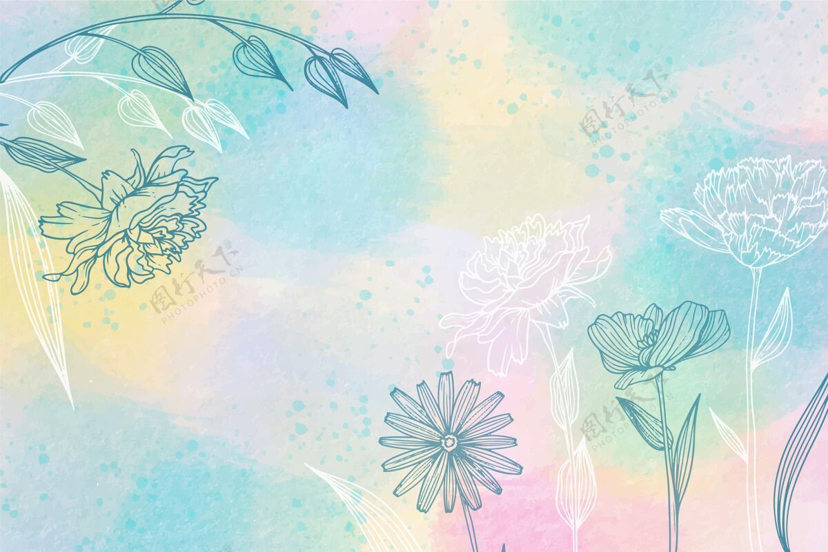水彩水彩背景与手绘元素花卉元素背景