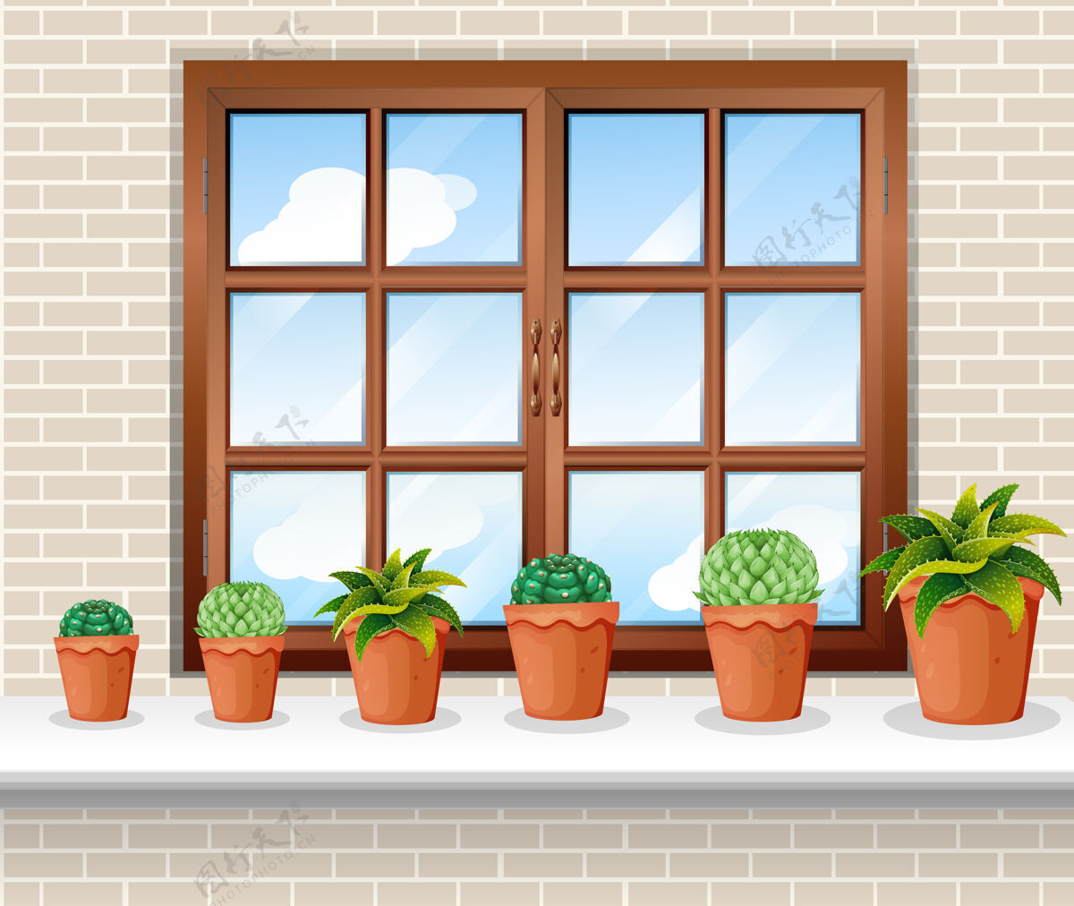 家在窗户附近种花盆建筑室内仙人掌