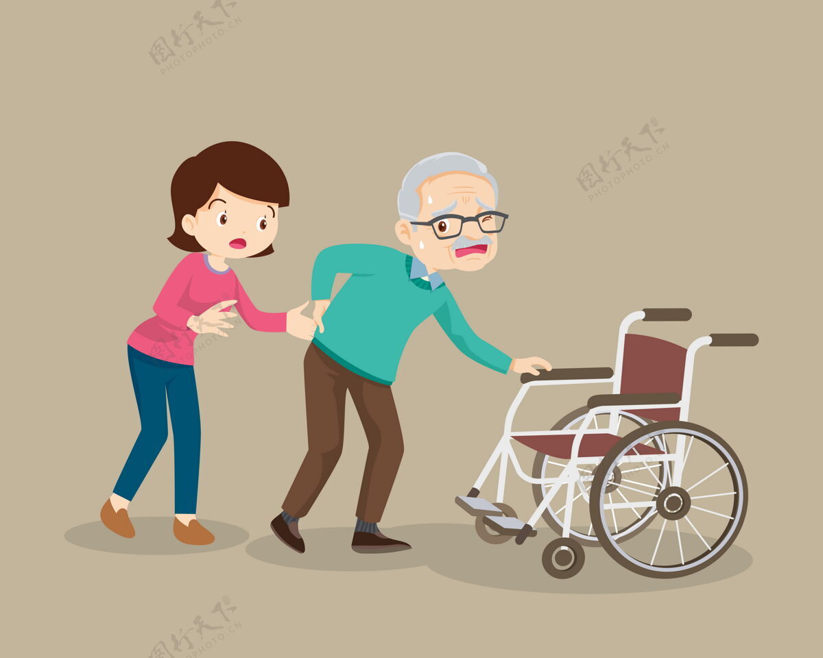 退休帮助老年病人坐轮椅的妇女孤独女儿抑郁