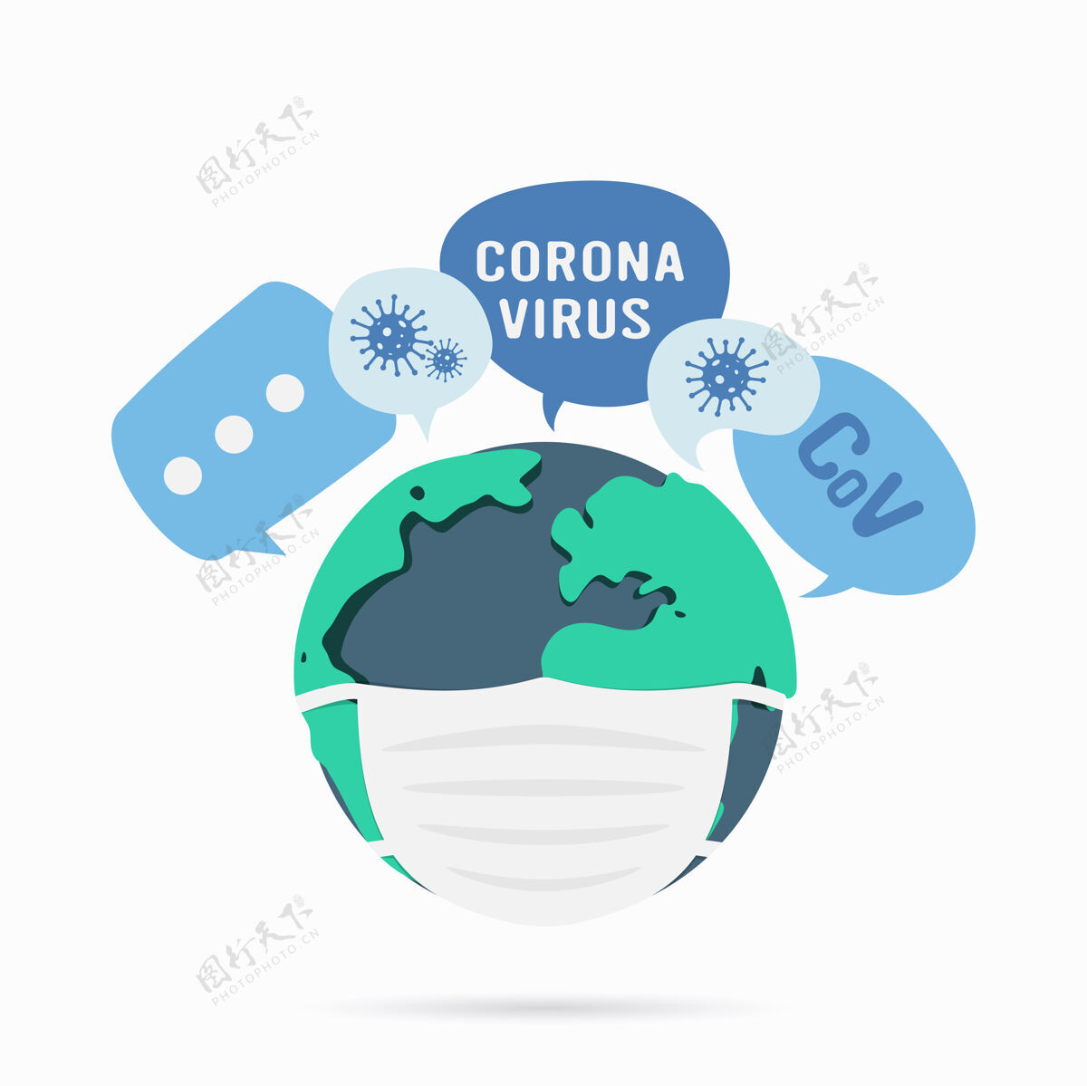 地球带着医学面具的地球冠状病毒在世界上的概念2019年NCOV病毒流行病