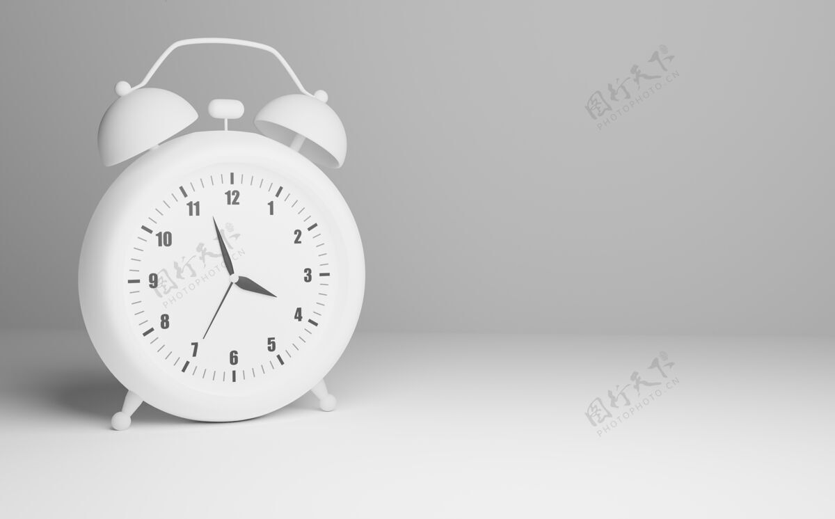 手表孤立的白色闹钟 3d渲染闹钟时钟白色