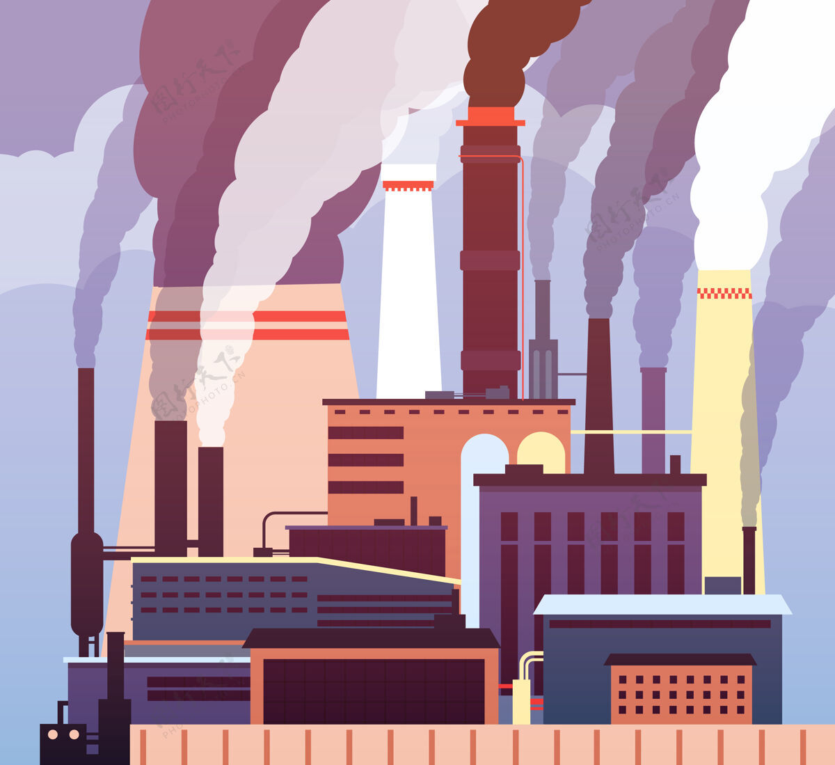 工厂工业污染环境 工业有毒烟雾 工厂吸烟管道空气污染站场危险空气