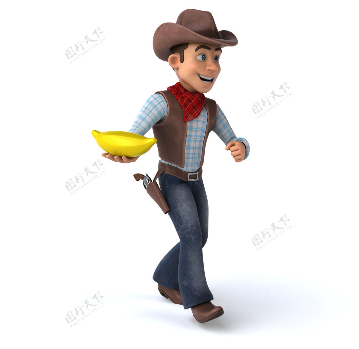 帽子有趣的牛仔插画野生西部香蕉美国