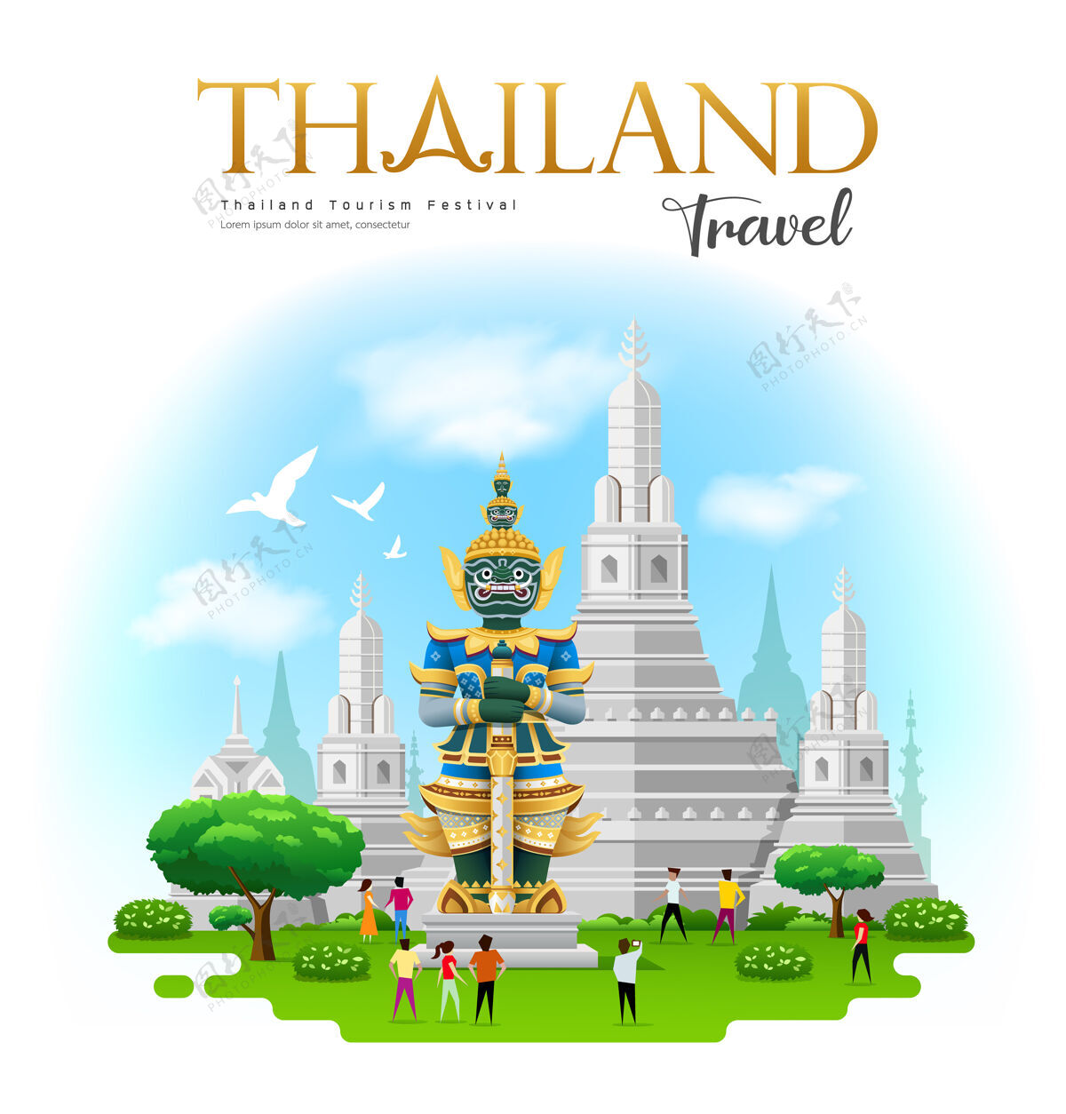 亚洲泰国巨人带阿伦寺在曼谷泰国旅游泰国寺庙建筑