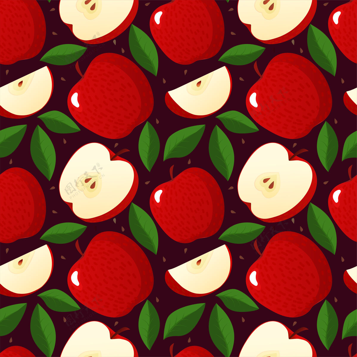 苹果无缝图案搭配苹果设计背景切片整体