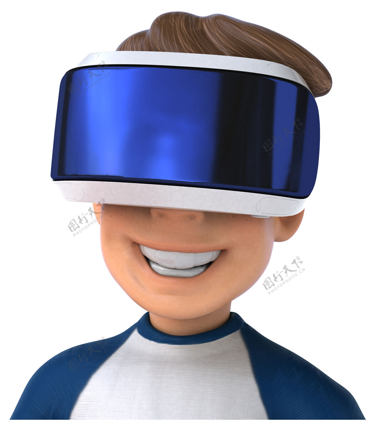 播放器有趣的卡通儿童与虚拟现实头盔插图体验设备现实