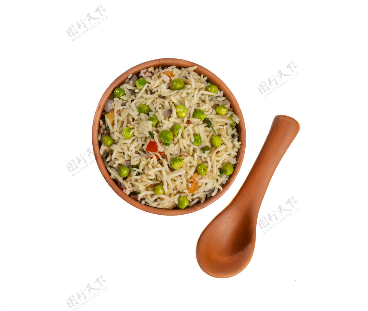 素食巴斯马蒂米饭肉饭或普拉夫与豌豆和蔬菜中国菜膳食午餐