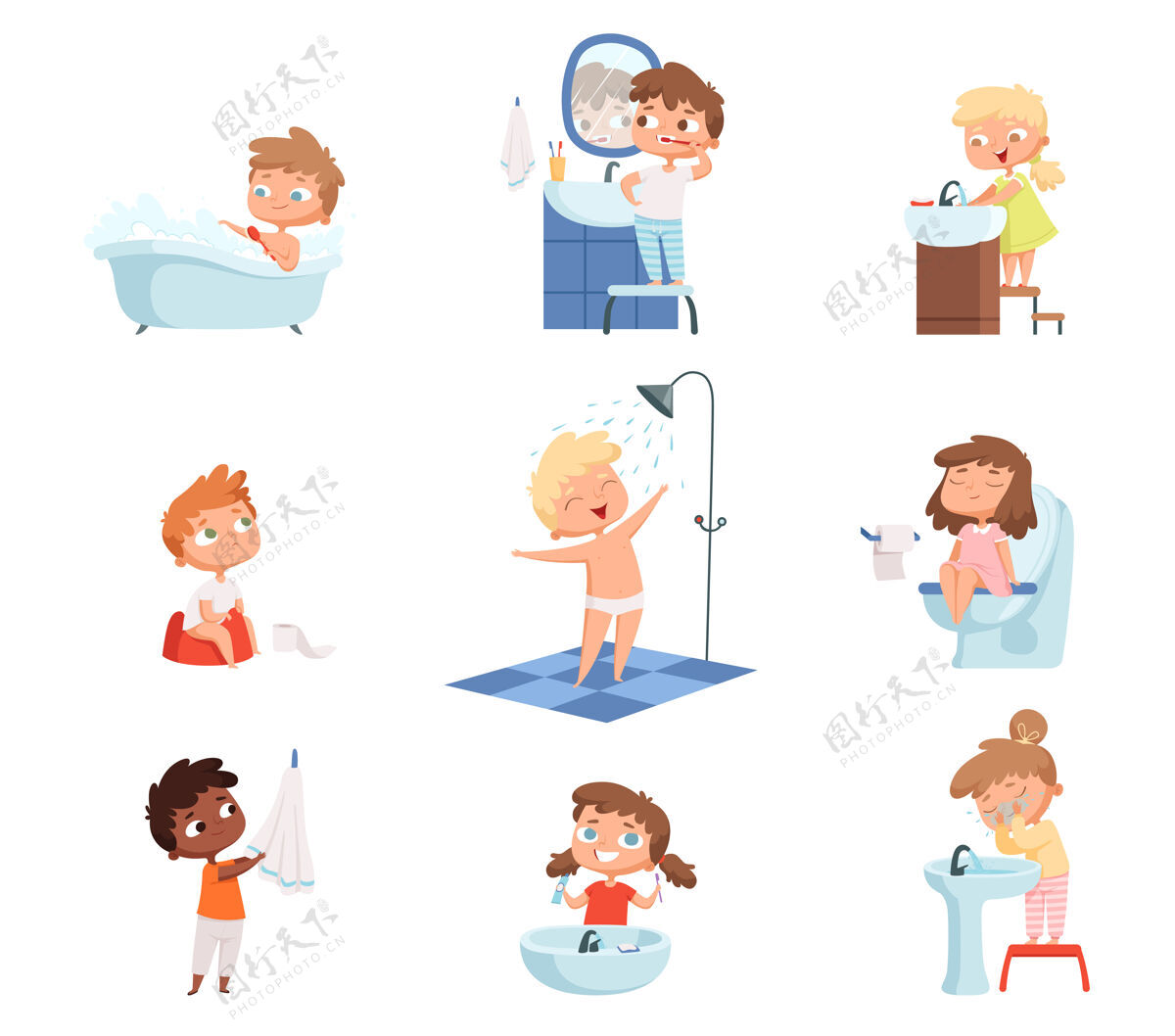 浴室洗涤孩子们刷牙儿童日常生活用牙刷卫生皂套装洗发水刷子清洁