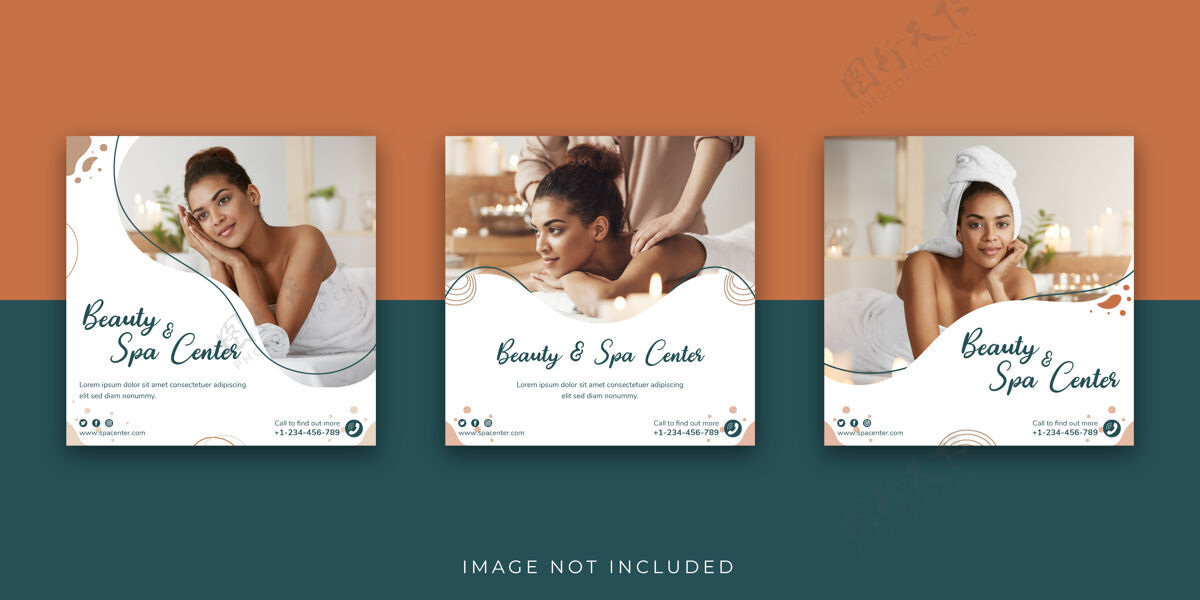 按摩美容spa中心社交媒体instagram帖子模板横幅促销治疗