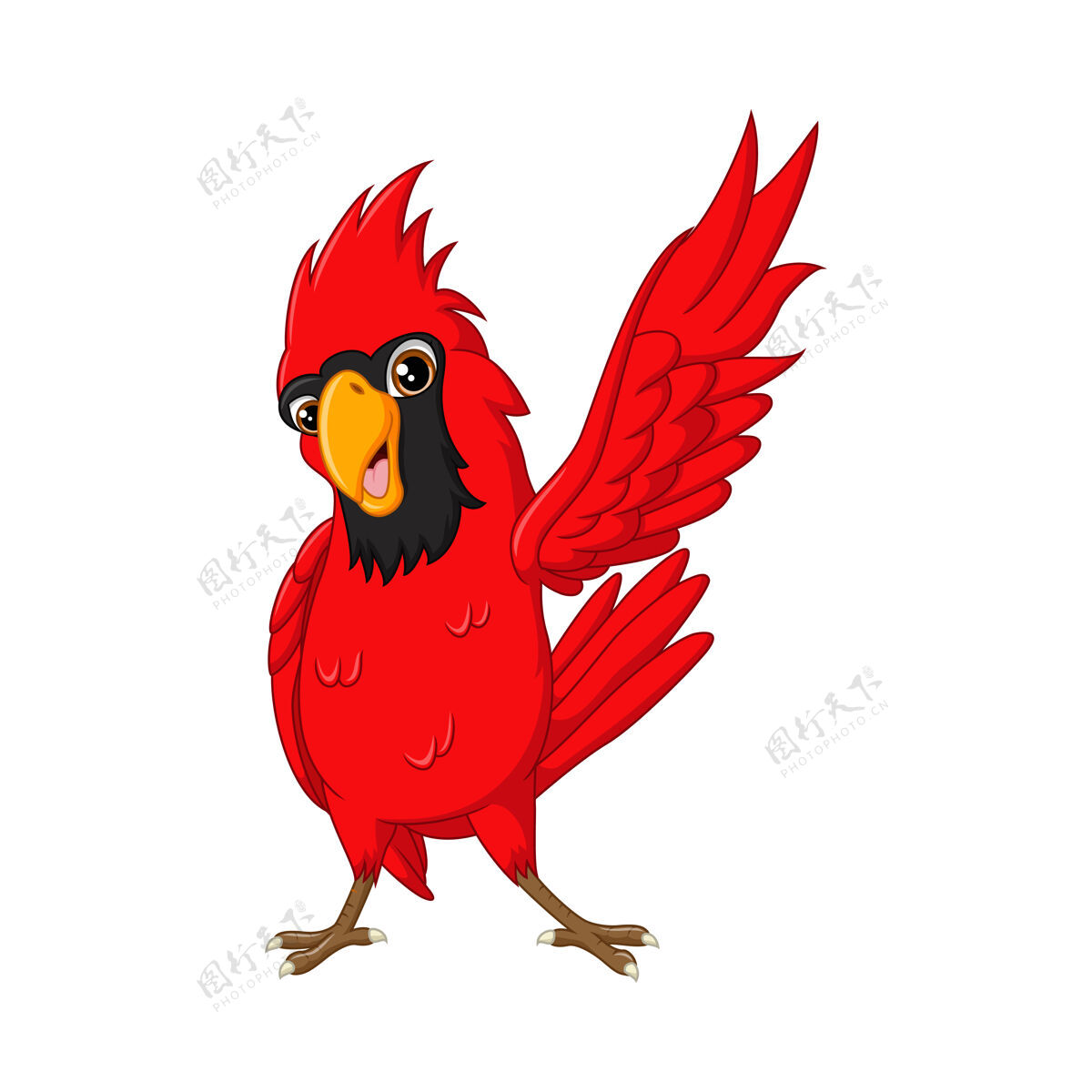 红色卡通快乐红雀动物卡通动物