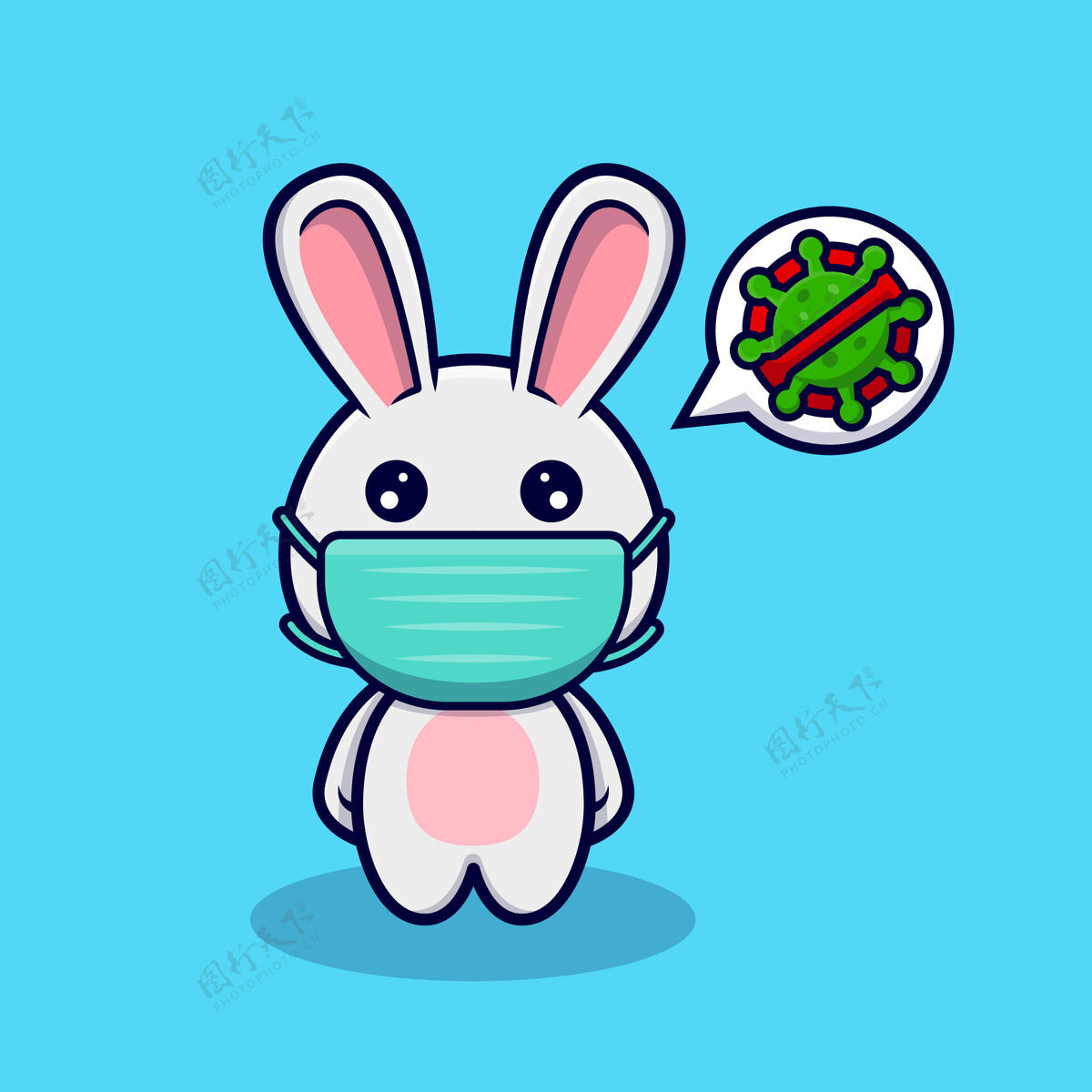 面具可爱的兔子戴着防毒面具预防兔子动物