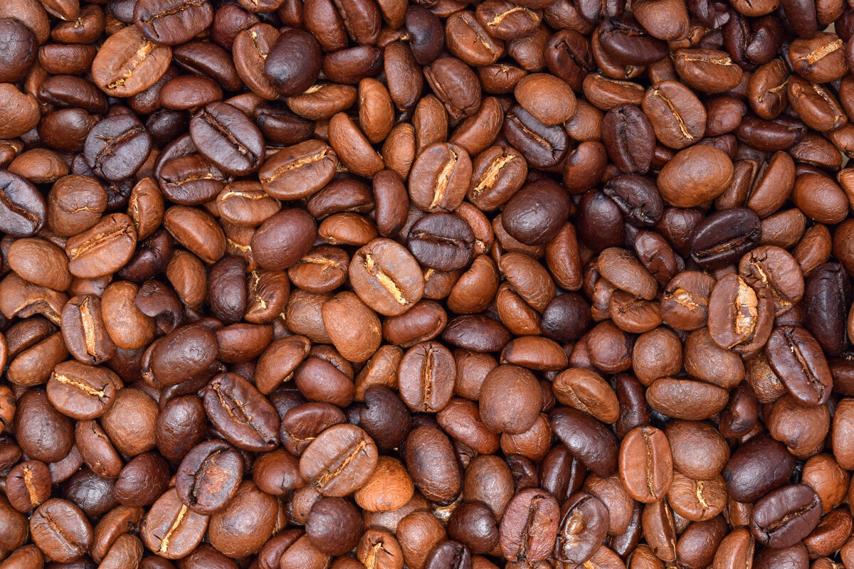 烘焙咖啡豆背景配料香味棕色