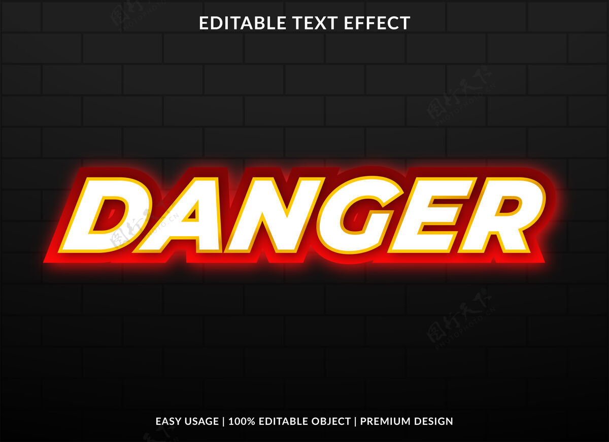 字体危险的文字效果与大胆的风格使用品牌标题类型文本效果字体样式