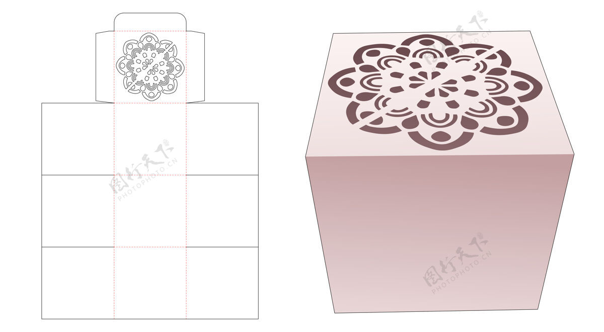 纸板杯蛋糕盒与模具曼荼罗模切模板纸升华存储