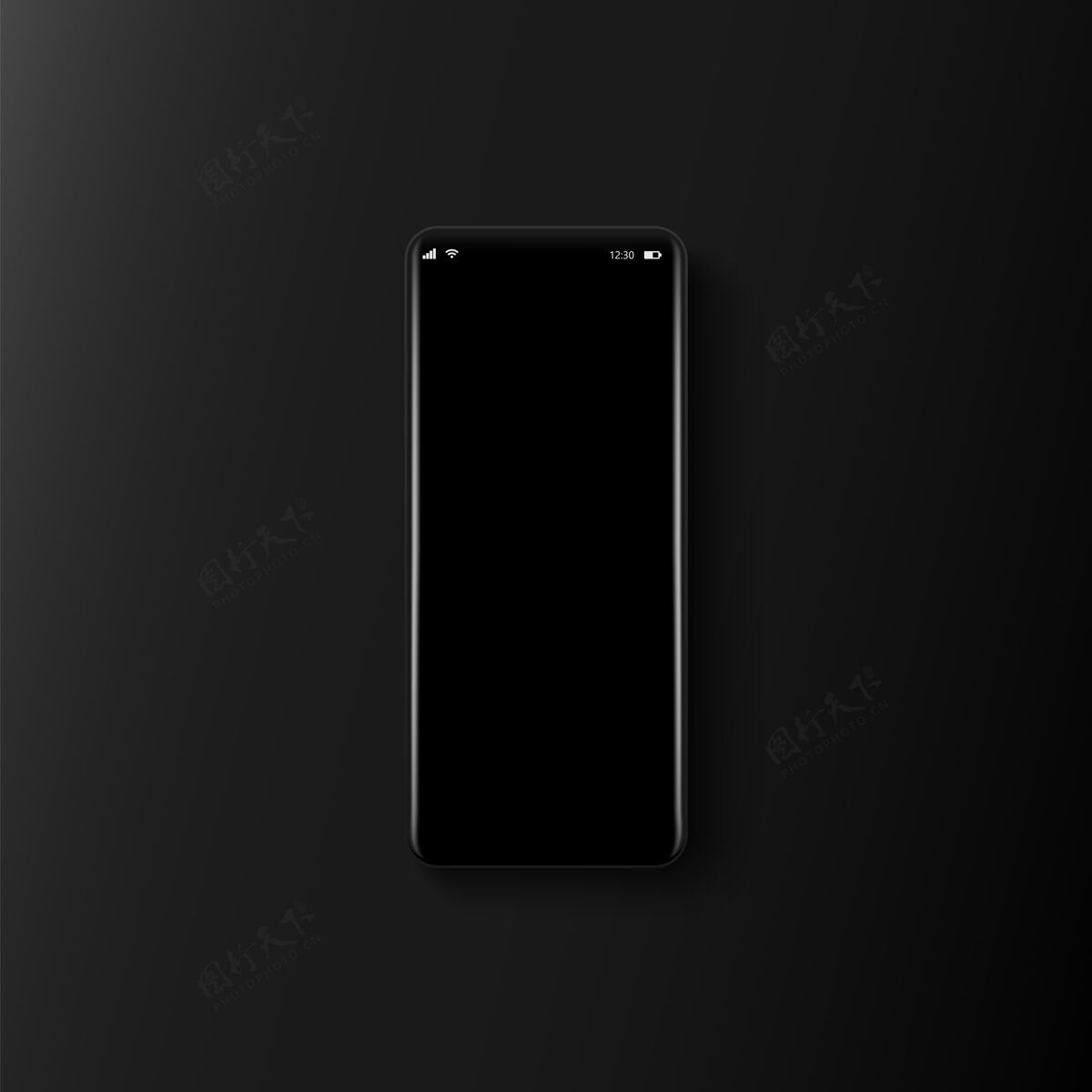 电话黑色背景上的弧形屏幕智能手机手机黑色电话