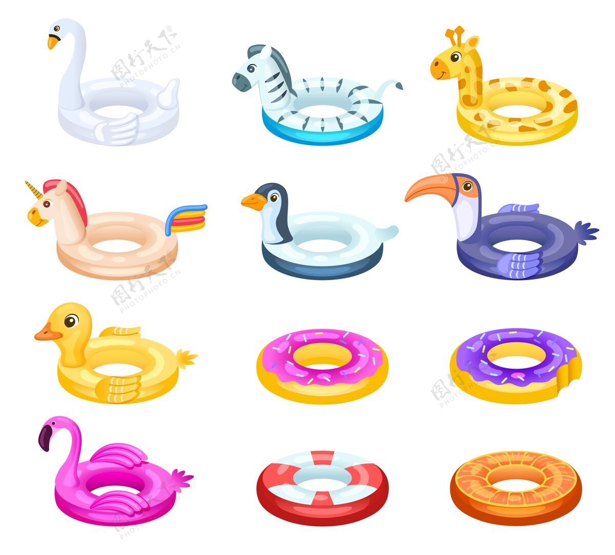 橡胶橡胶圈游泳圈 充气救生圈游泳鸭子卡通