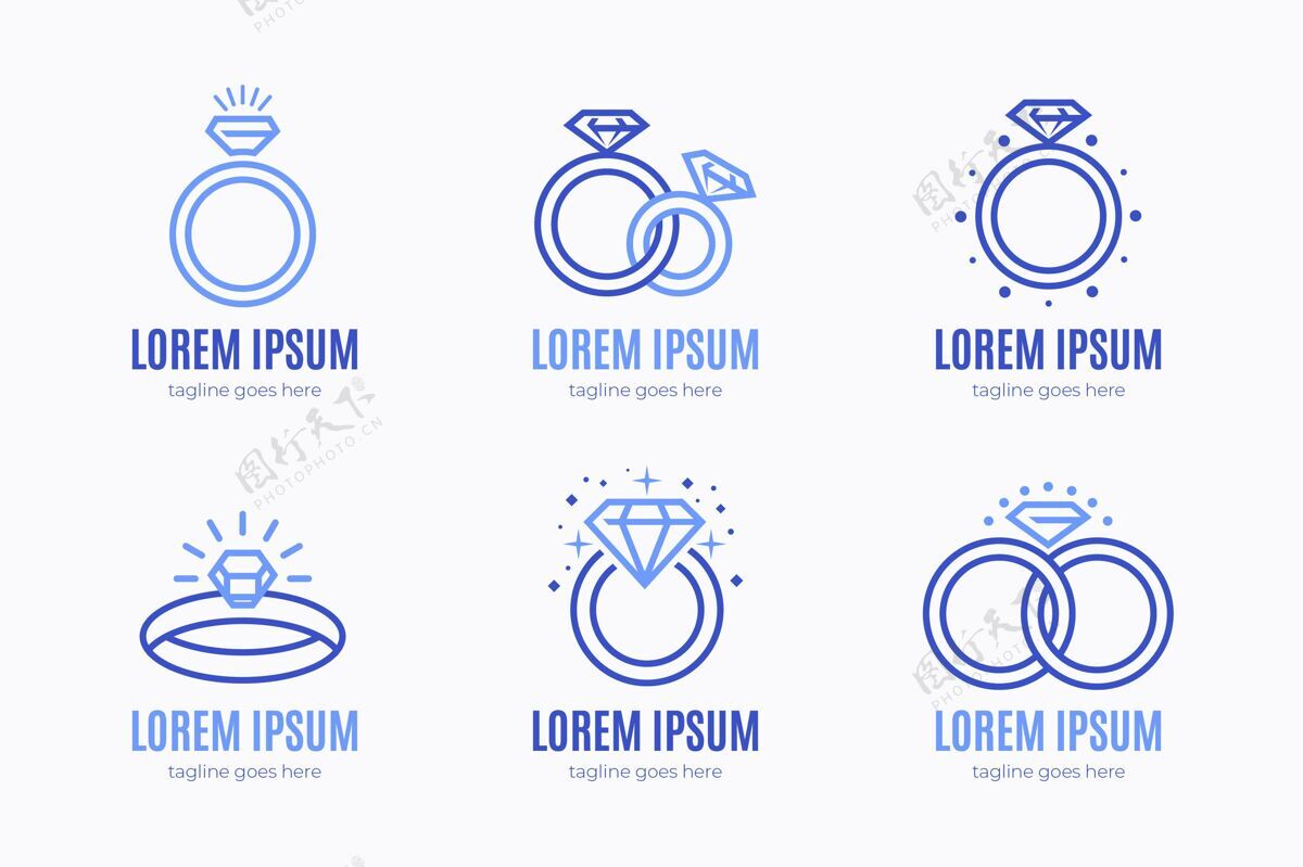戒指Logo创意平面设计环标志模板商务Logo婚礼品牌