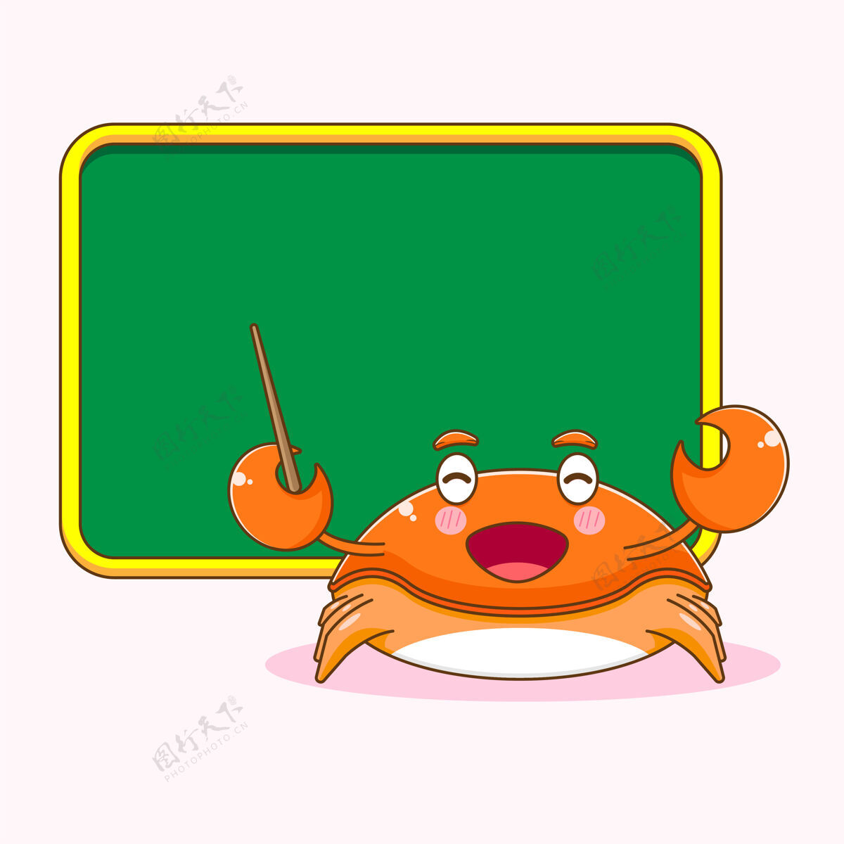 小龙虾作为老师的可爱螃蟹卡通插图板老师性格