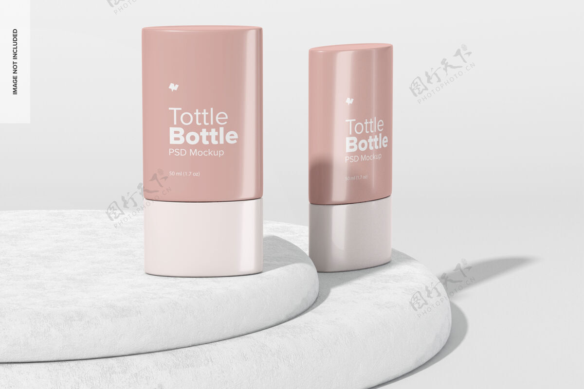 美容产品Tottle瓶子模型 正面和侧面视图化妆品美容包装