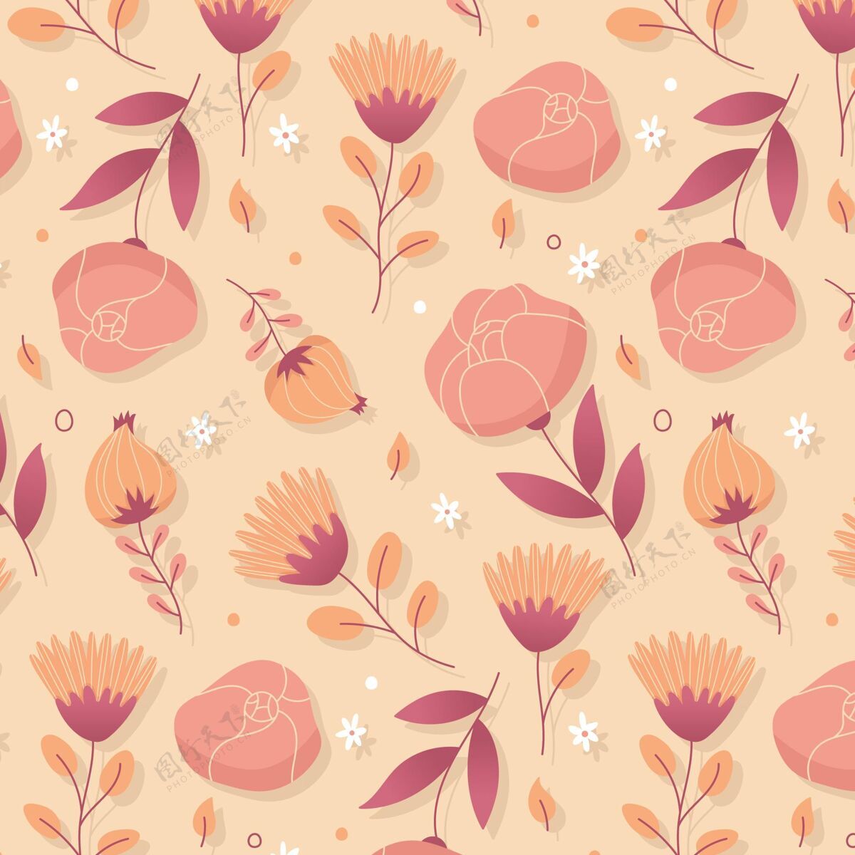 图案桃色平面花图案设计背景花卉