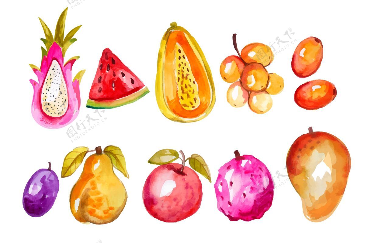 水彩画手绘水彩画水果系列美味健康手绘