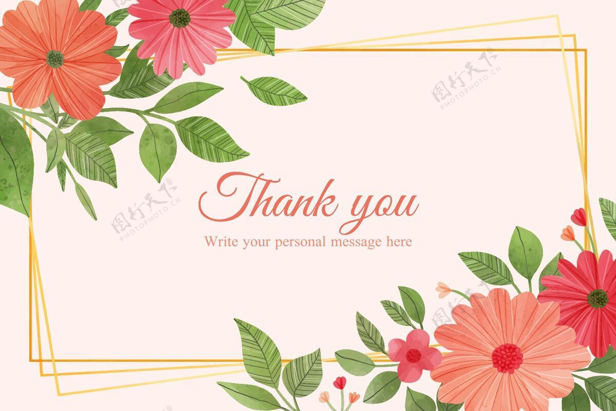 花艺设计带有花卉图案的感谢卡模板谢谢卡片设计卡片模板