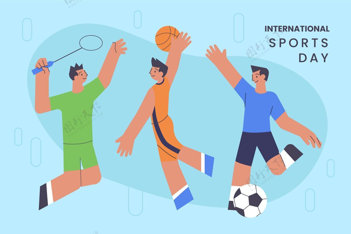 印尼印尼国家体育日插画运动平面设计运动员