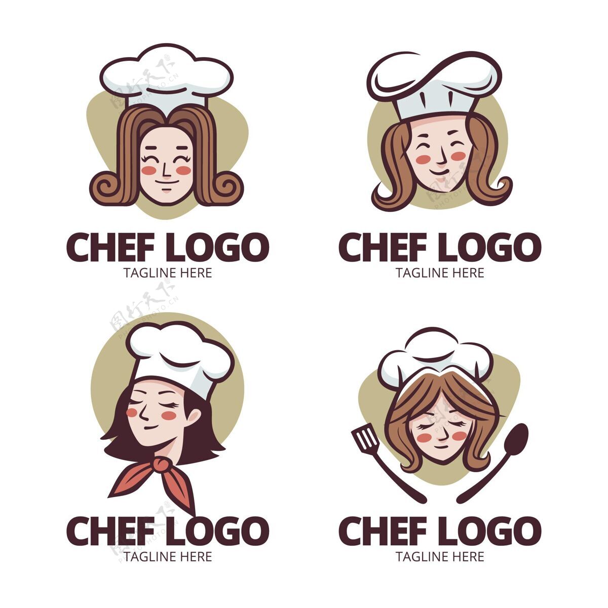 公司标识平面设计女厨师标志系列品牌标识模板厨师标识