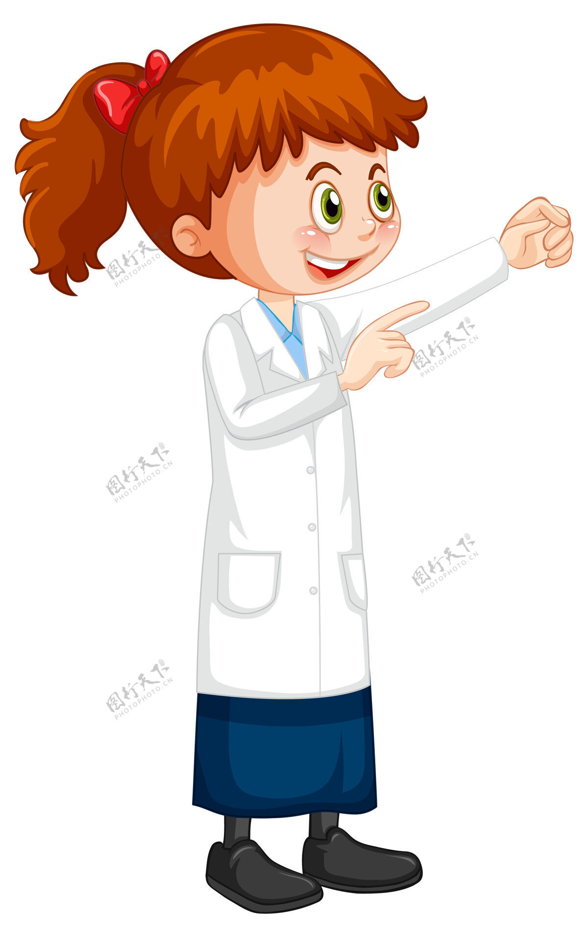 医生可爱的女孩卡通人物穿着科学实验外套可爱活跃青年