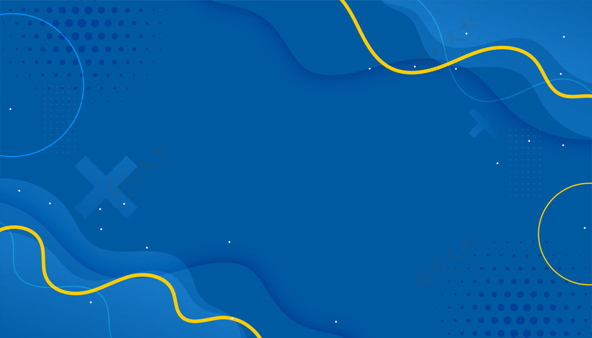 孟菲斯蓝色半色调孟菲斯背景与黄色的线条和圆圈形状现代半色调运动