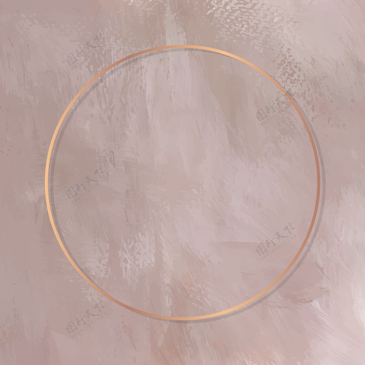 几何粉红色背景上的圆形铜框空白墙背景