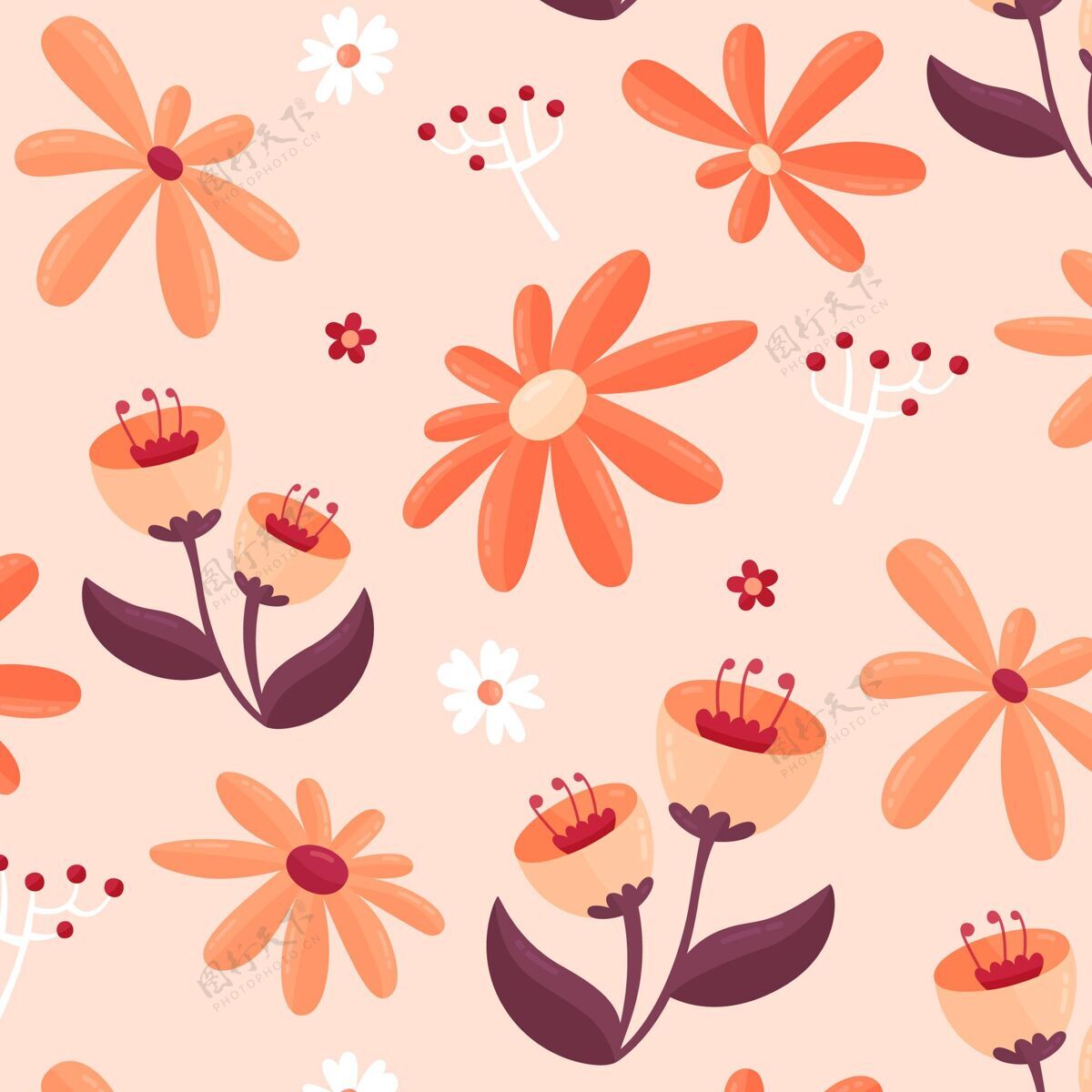 花卉图案桃色花卉图案设计主题花卉花朵