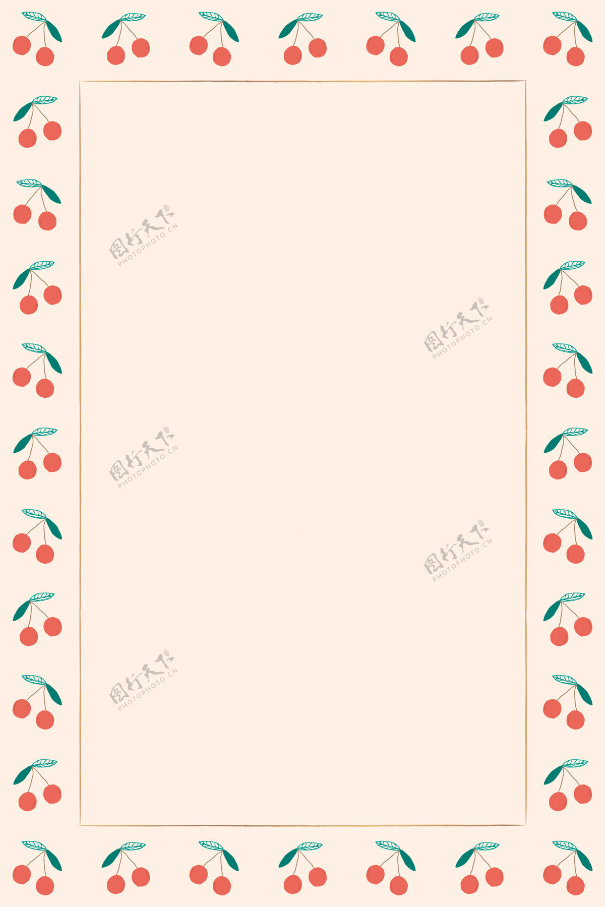 水果樱桃色边框米色背景框框架图案食物