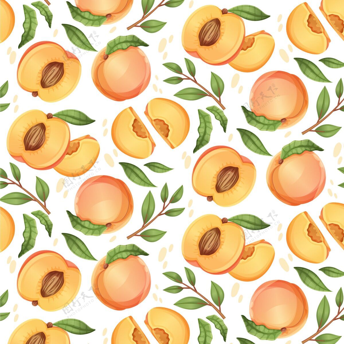水果详细的桃花图案桃图案水果图案装饰图案