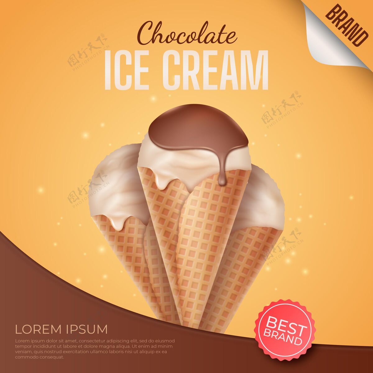 广告现实的巧克力冰淇淋广告商业食物美味