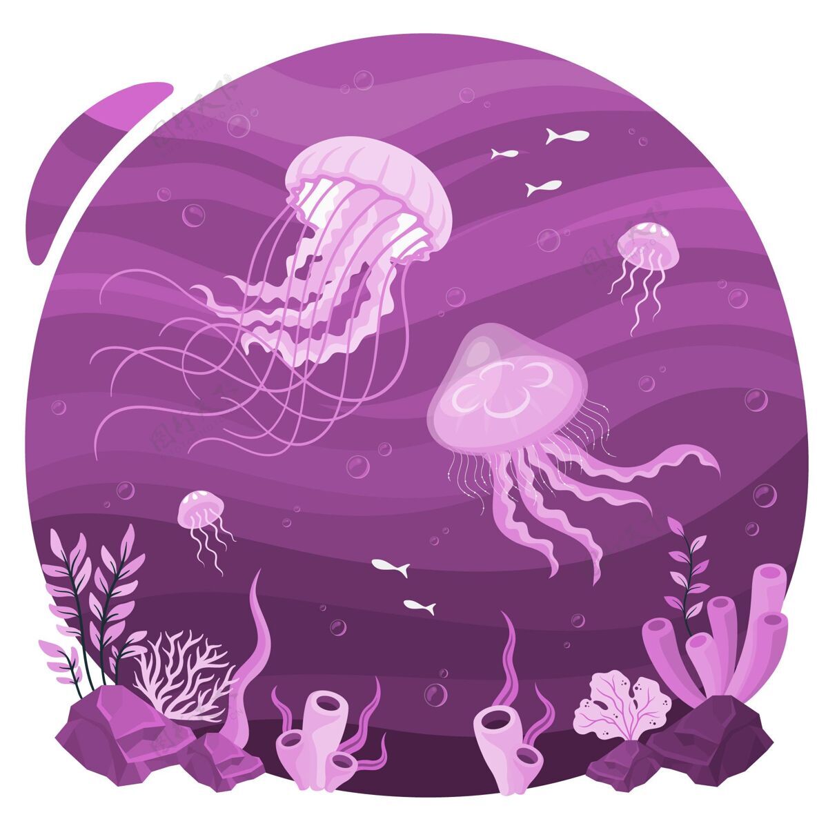水下水母概念图游泳水生生态系统