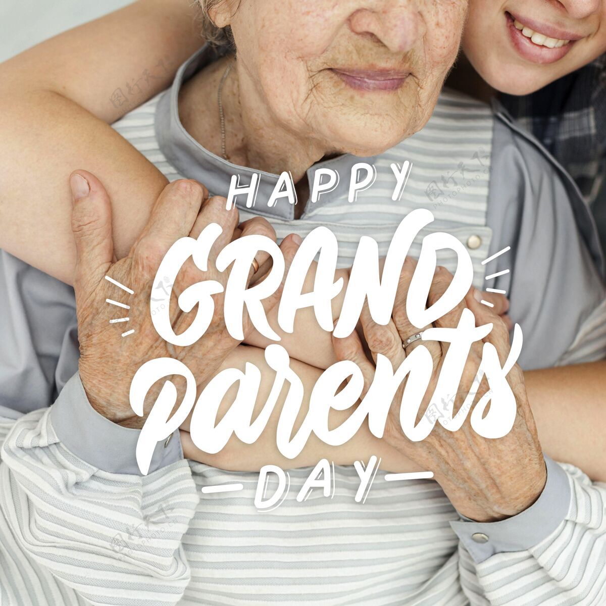 信息奶奶和孙女庆祝爷爷奶奶节爱敬佩老人