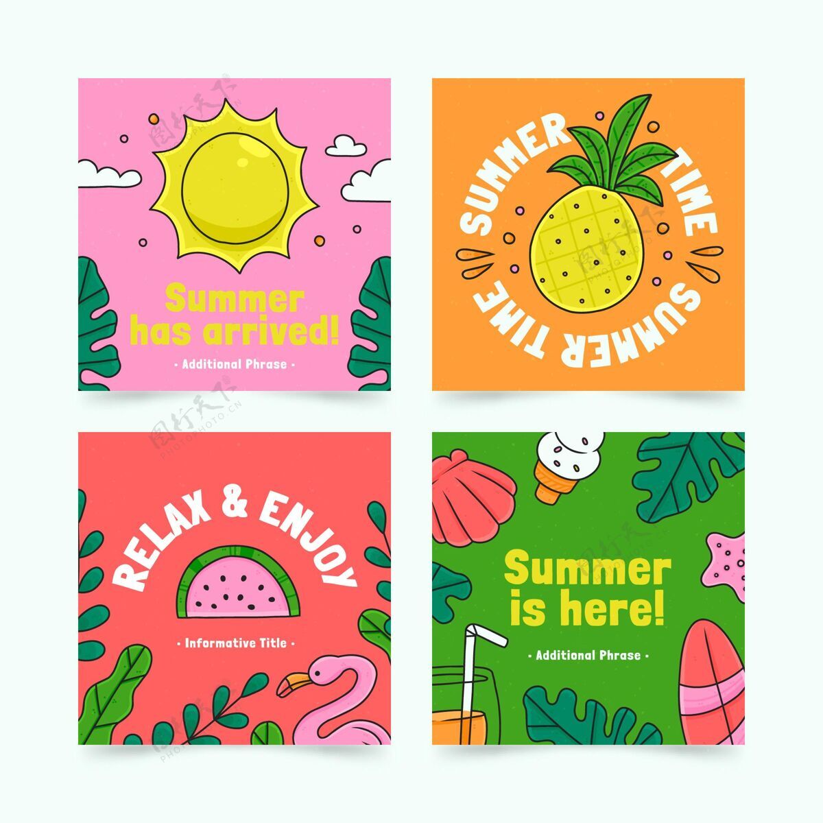 收藏手绘夏季instagram帖子集夏季Instagram夏季季节