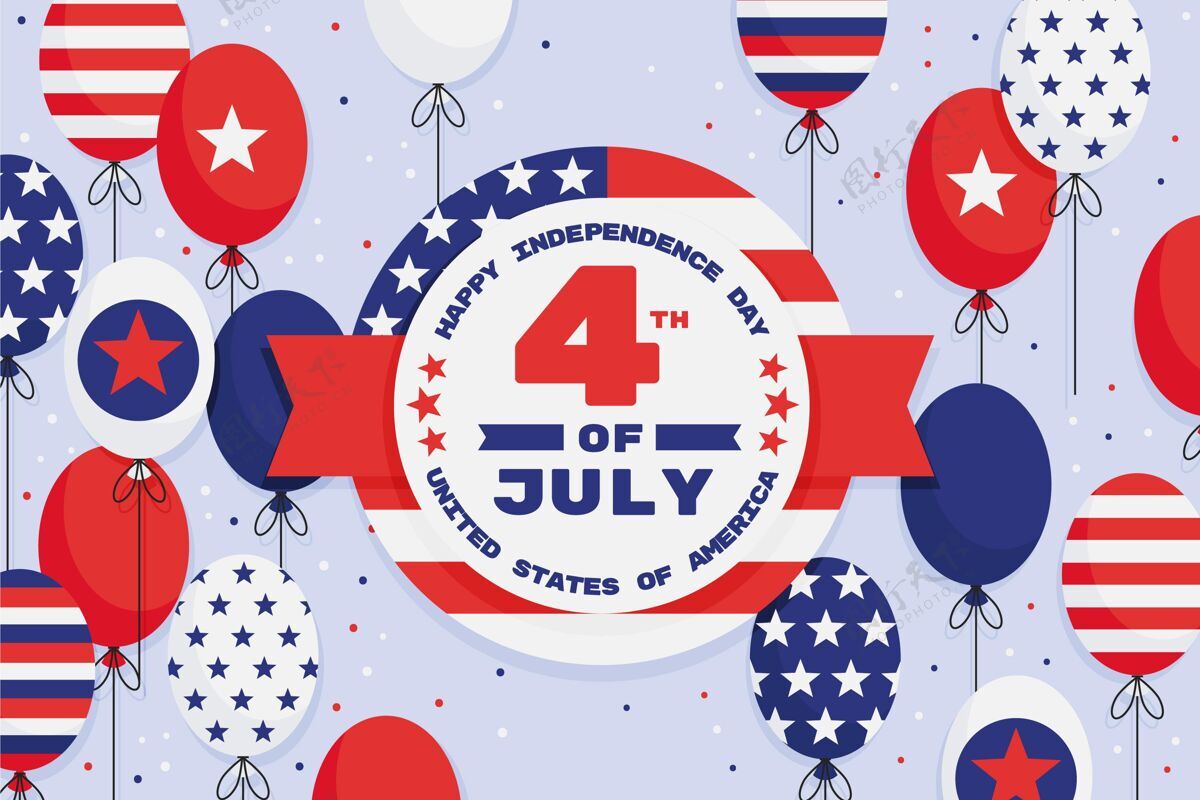 节日七月四日-独立日气球背景独立宣言美国背景