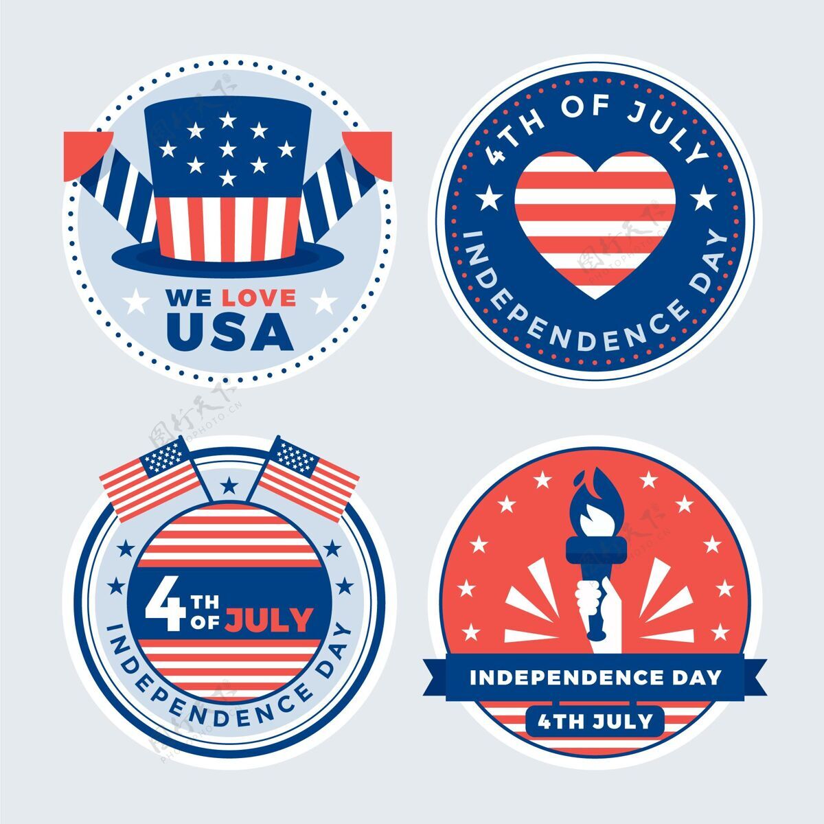 美国七月四日公寓-独立日标签系列套装独立宣言标签
