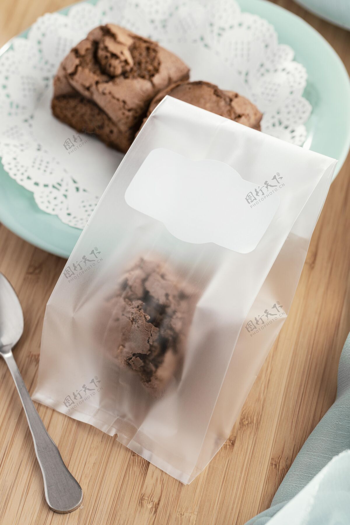 美味透明包装的顶视图糕点食品美味透明包装