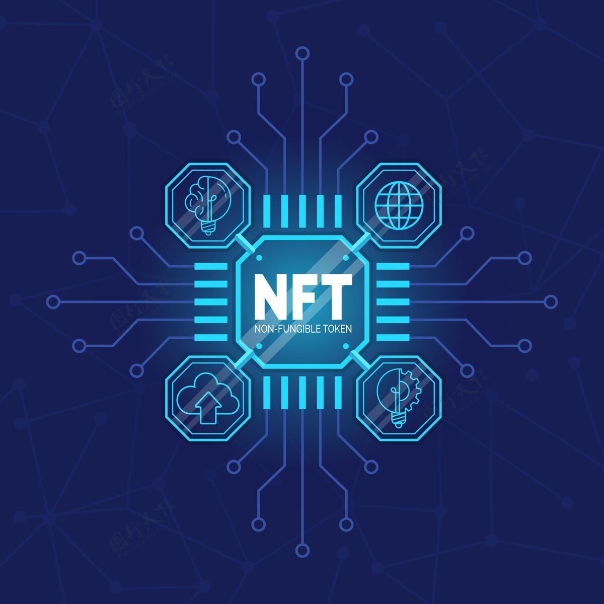 创新平面设计说明nft概念网络交易未来