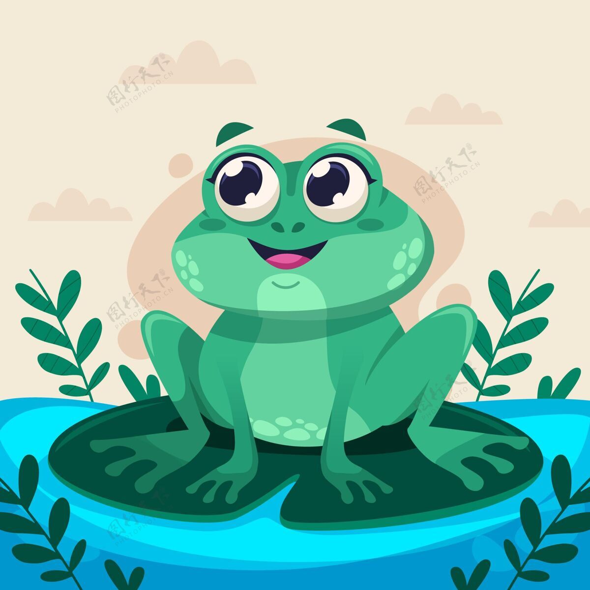 动物可爱的卡通青蛙插画野生可爱自然