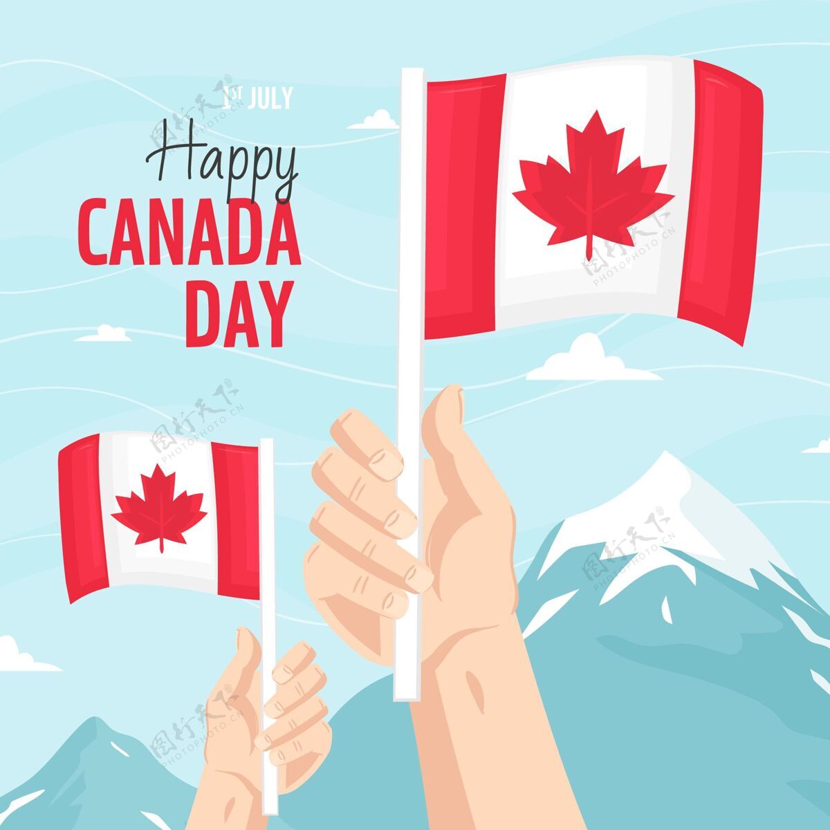 枫叶手绘加拿大日插图加拿大快乐加拿大日庆祝