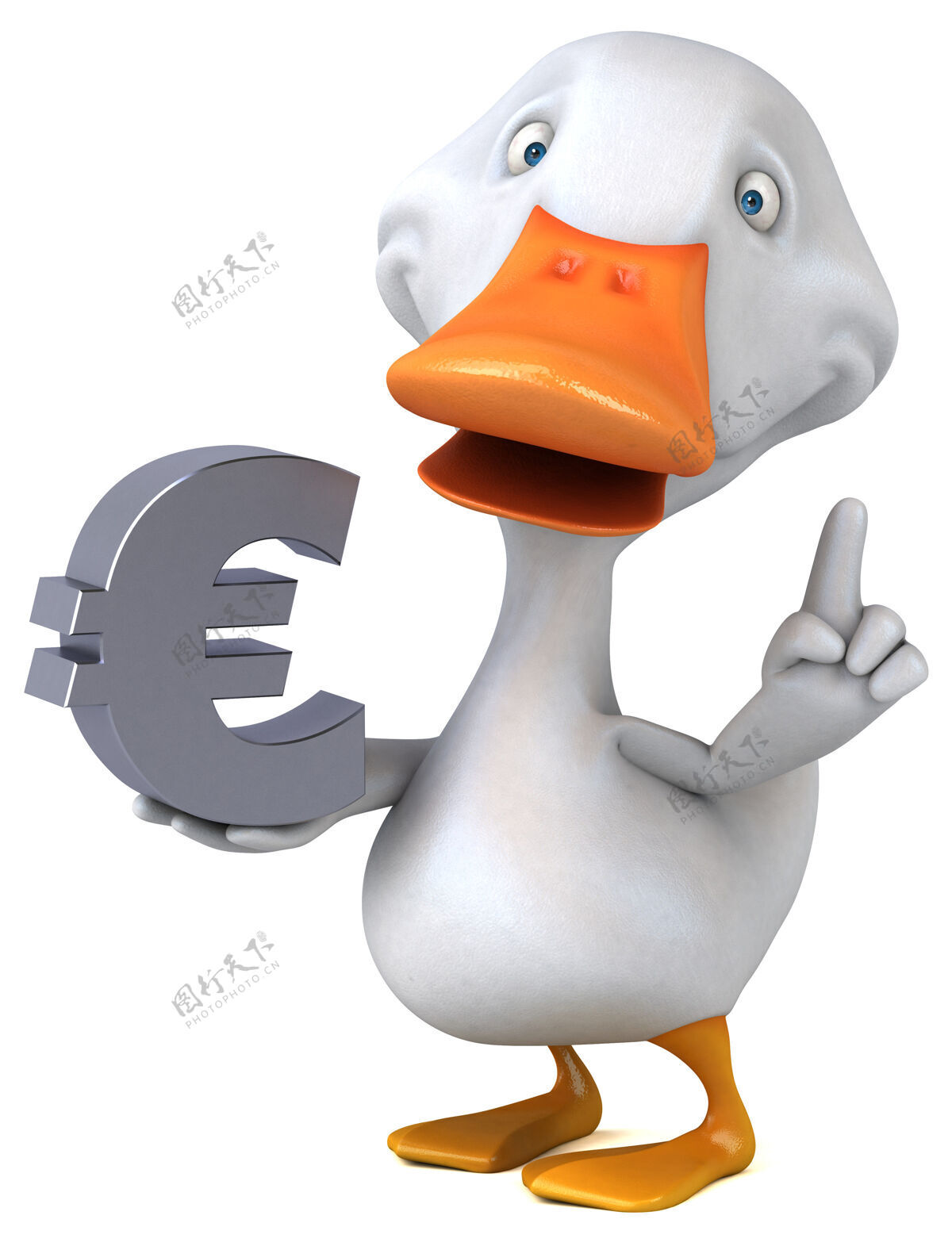 金融有趣的鸭子三维插图鸟美丽欧洲