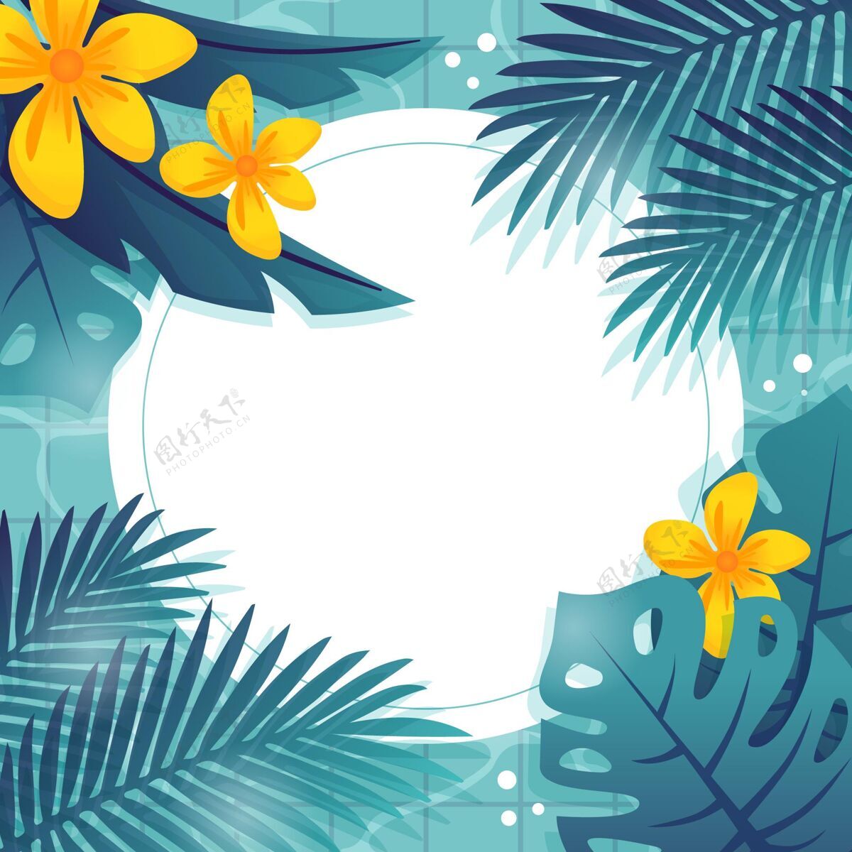 热带树叶平坦的热带树叶背景热带平面设计树叶