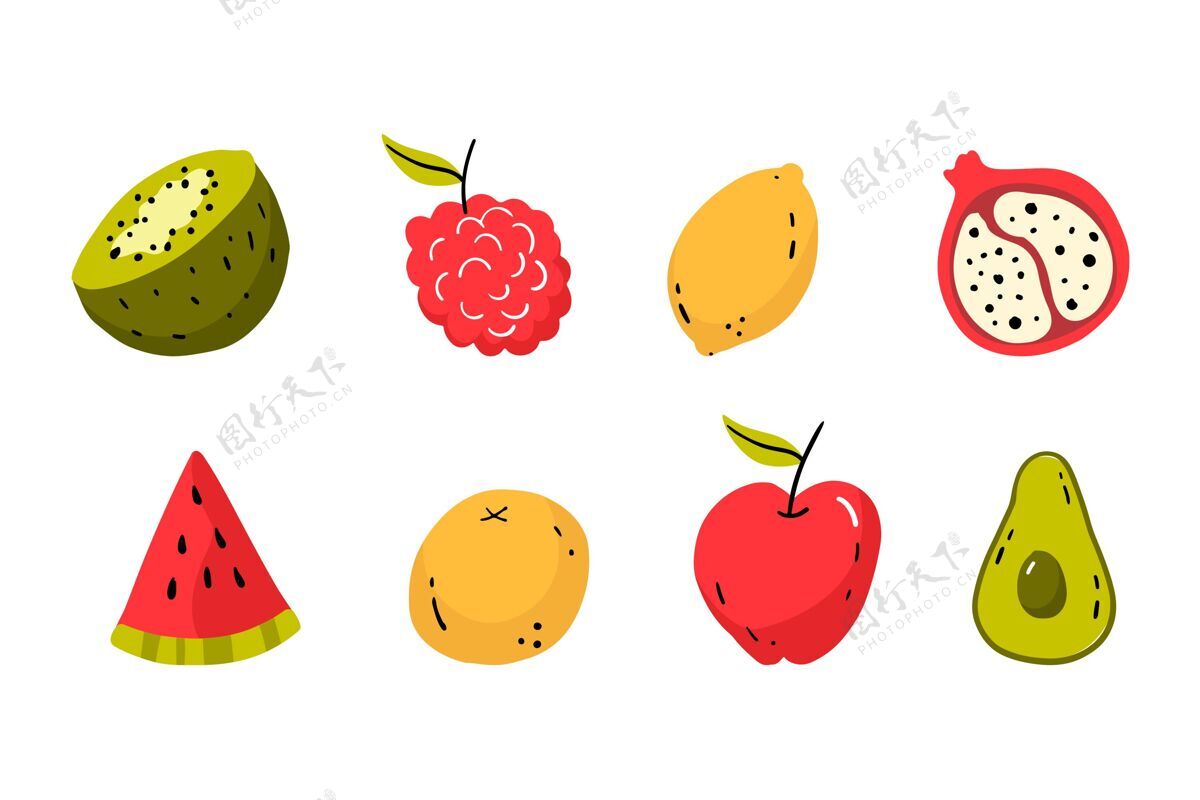 分类手绘水果系列包装水果收藏套装